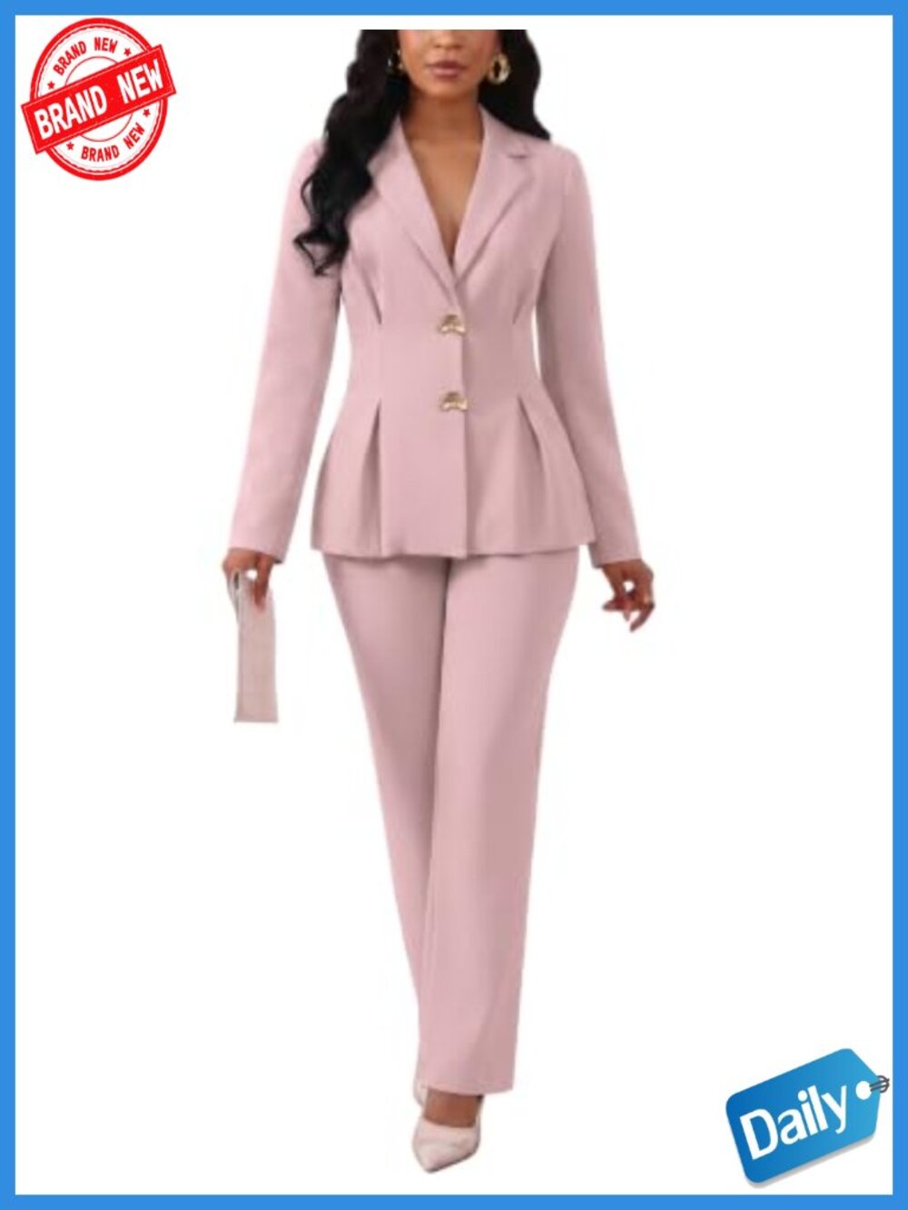 Women's 2 Piece Pantsuits Dressy Blazer Wide Leg Pants Work Business Casual
